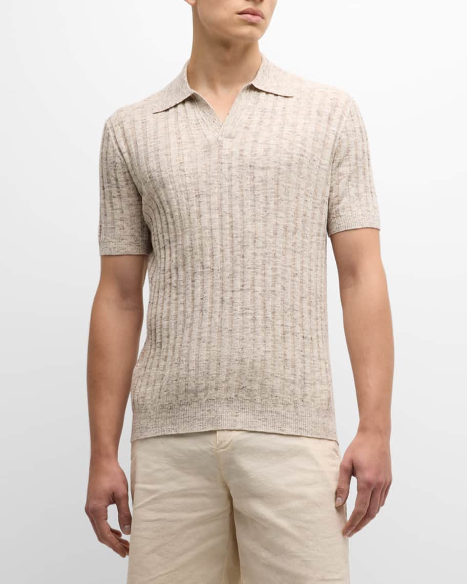 Image 1 of 6: Men's Rino Ribbed Knit Polo Shirt