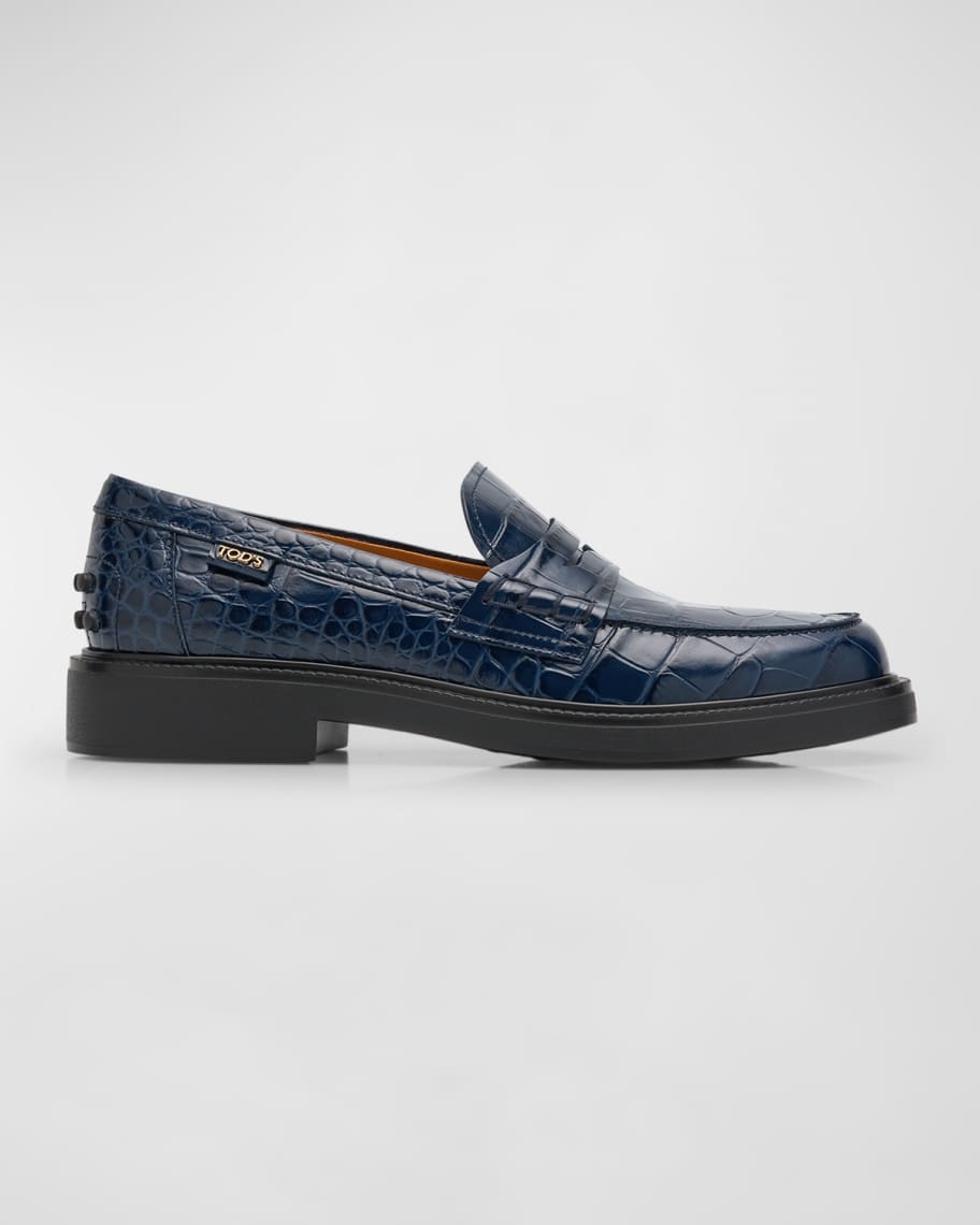 TOD'S【トッズ】Gomma クロコ クラシック ペニー ローファー Tod's Gomma Croco Classic Penny Loafers | Neiman Marcus