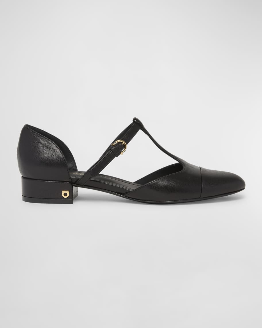 Ferragamo BALLERINA LINETTE Tストラップ レザーパンプス nm_4814057_100106_m
