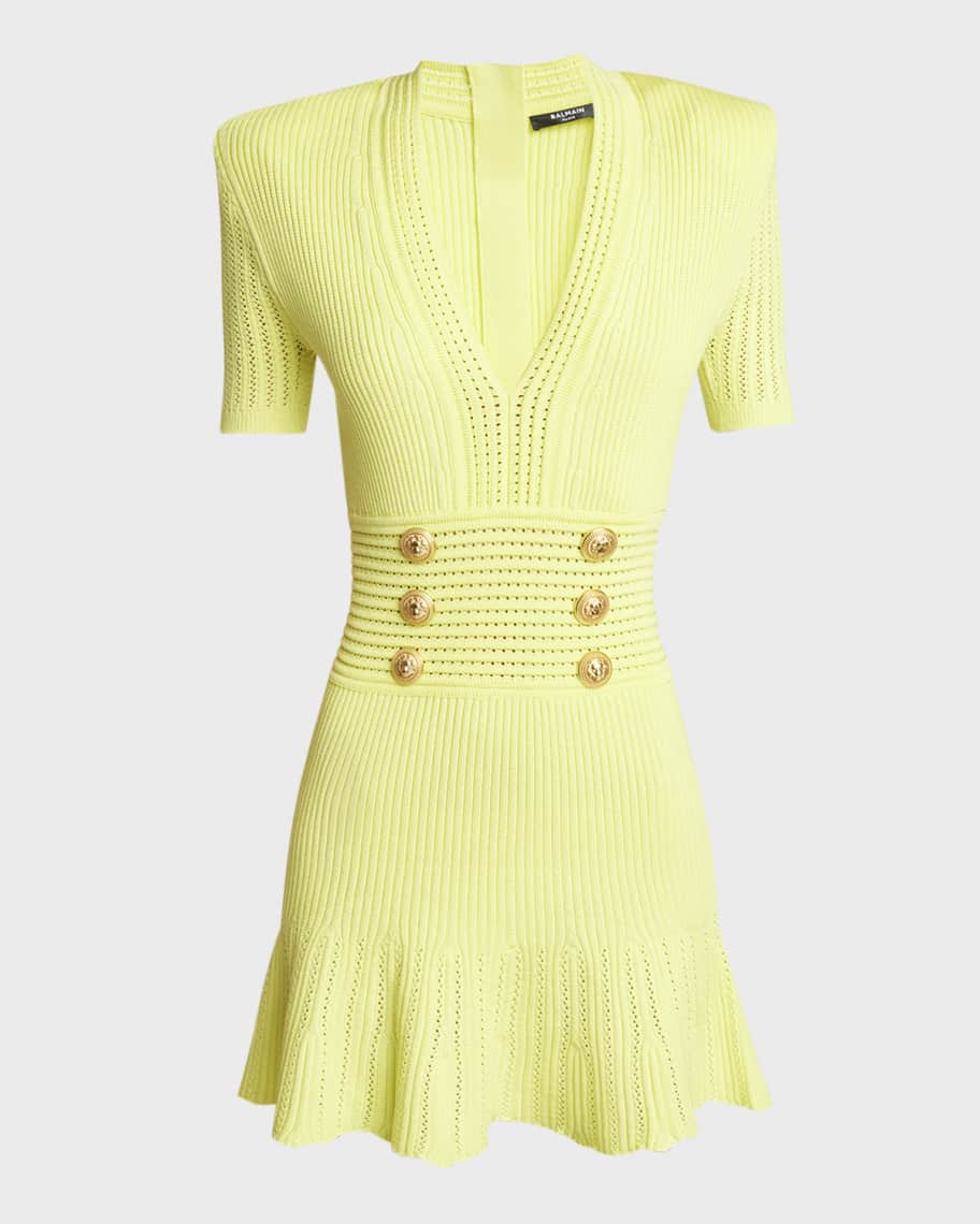 Balmain Knit Mini Dress with Button Details