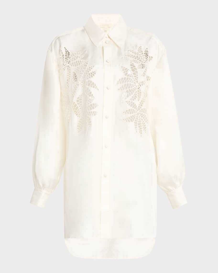 Diotima Long Broderie Anglaise Cutout Oversized Shirt