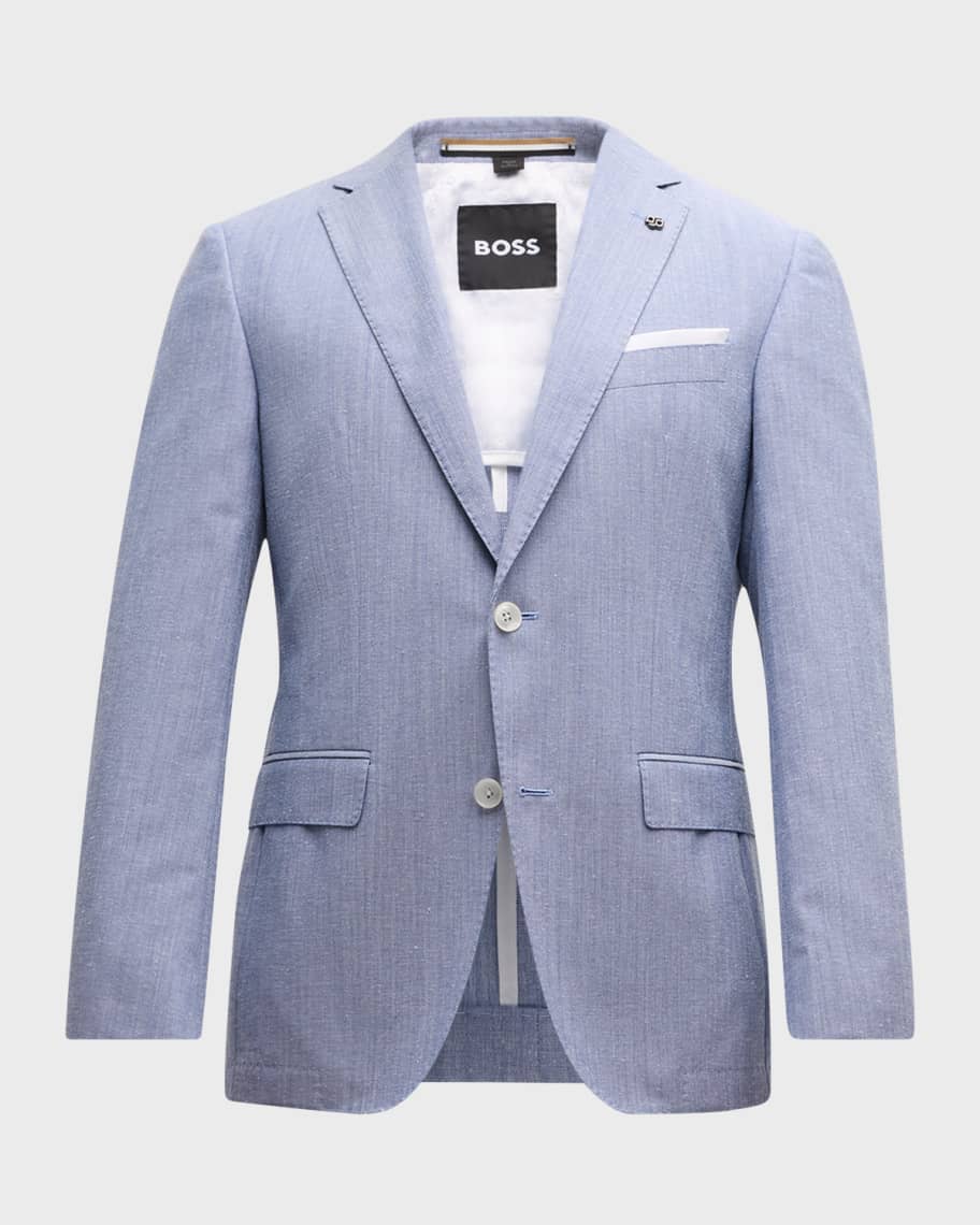 Men's Cotton/Rayon 2 Button Sport Coat Side Vents Light Blue ~ Sky Blue main image 0