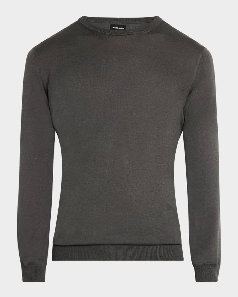 Giorgio Armani Men's Silk-Cotton Crew Sweater | Neiman Marcus