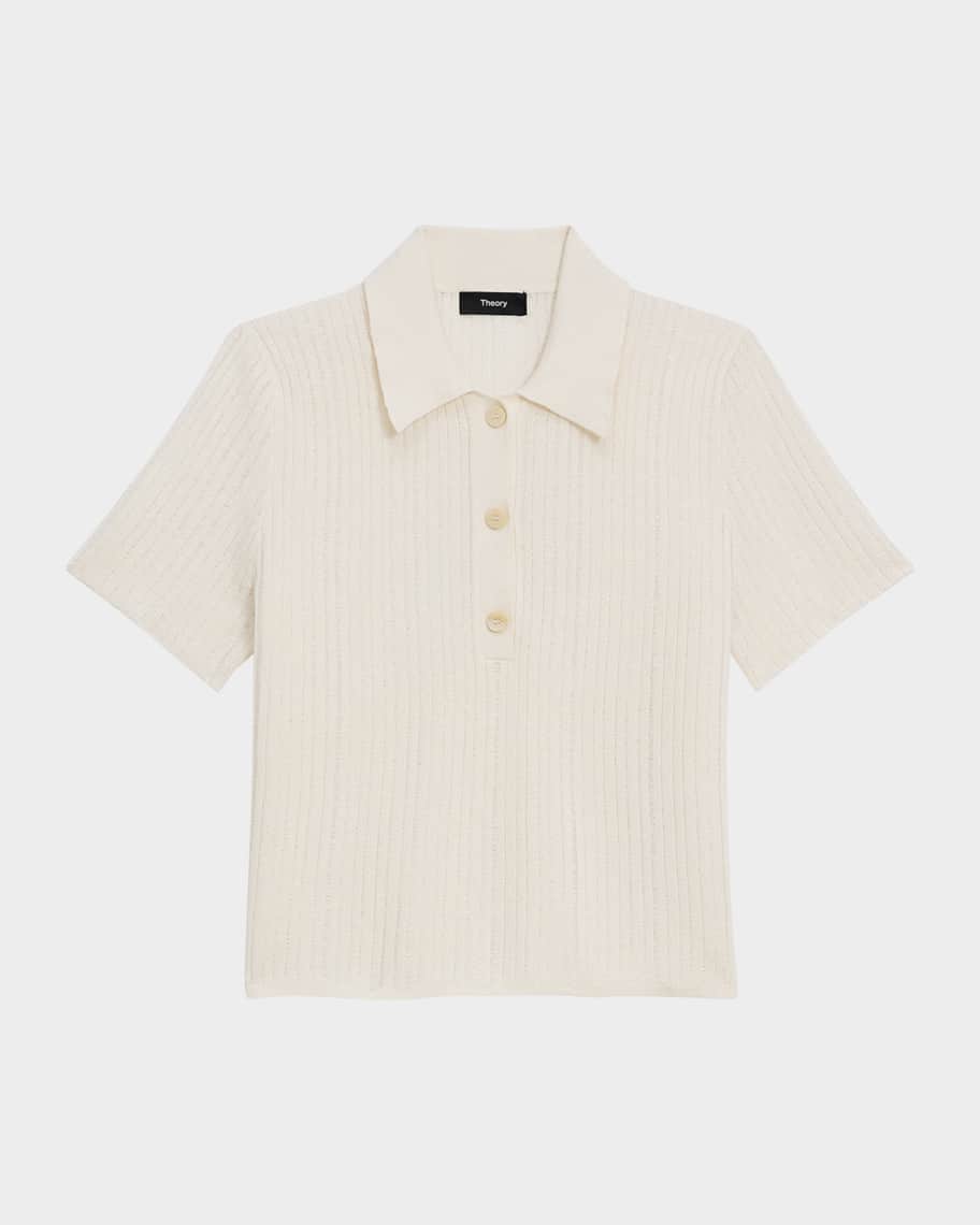 流行 Theory Shirt Polo Short-Sleeve Cropped Harbor Sag Neo トップス