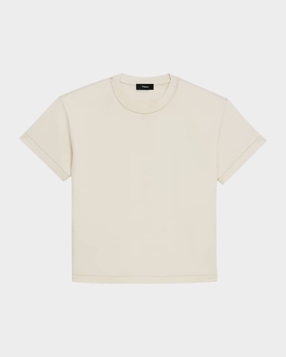 Theory Short-Sleeve Stitched Crewneck T-Shirt | Neiman Marcus