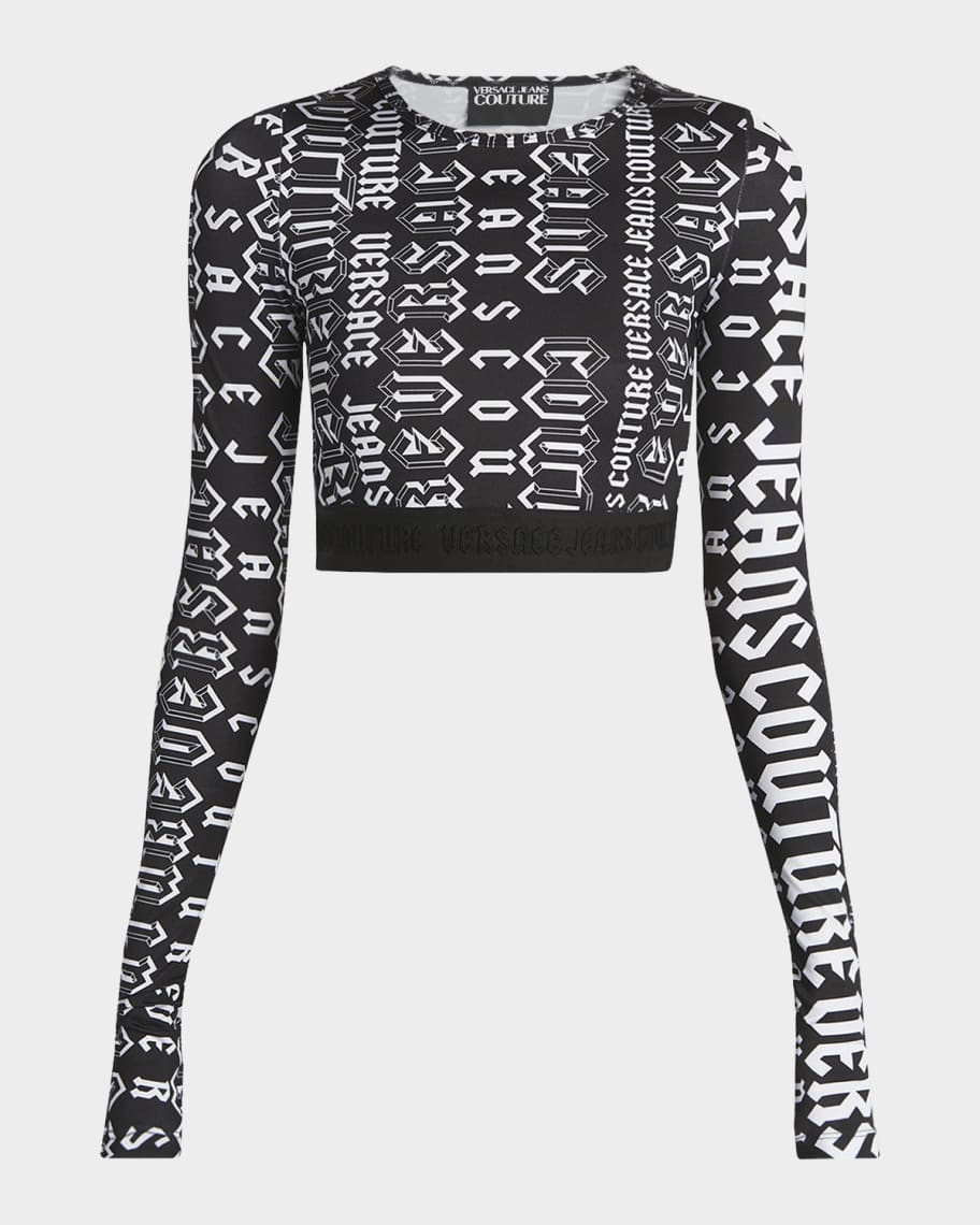 Versace Jeans Couture Long-Sleeve Stretch Logo Top | Neiman