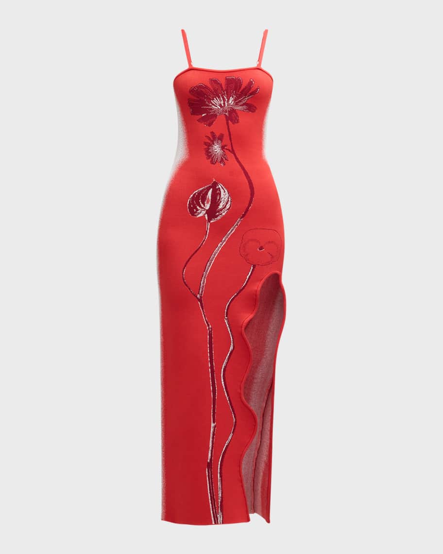 PH5 Iris Flower Asymmetric Sheath Maxi Dress