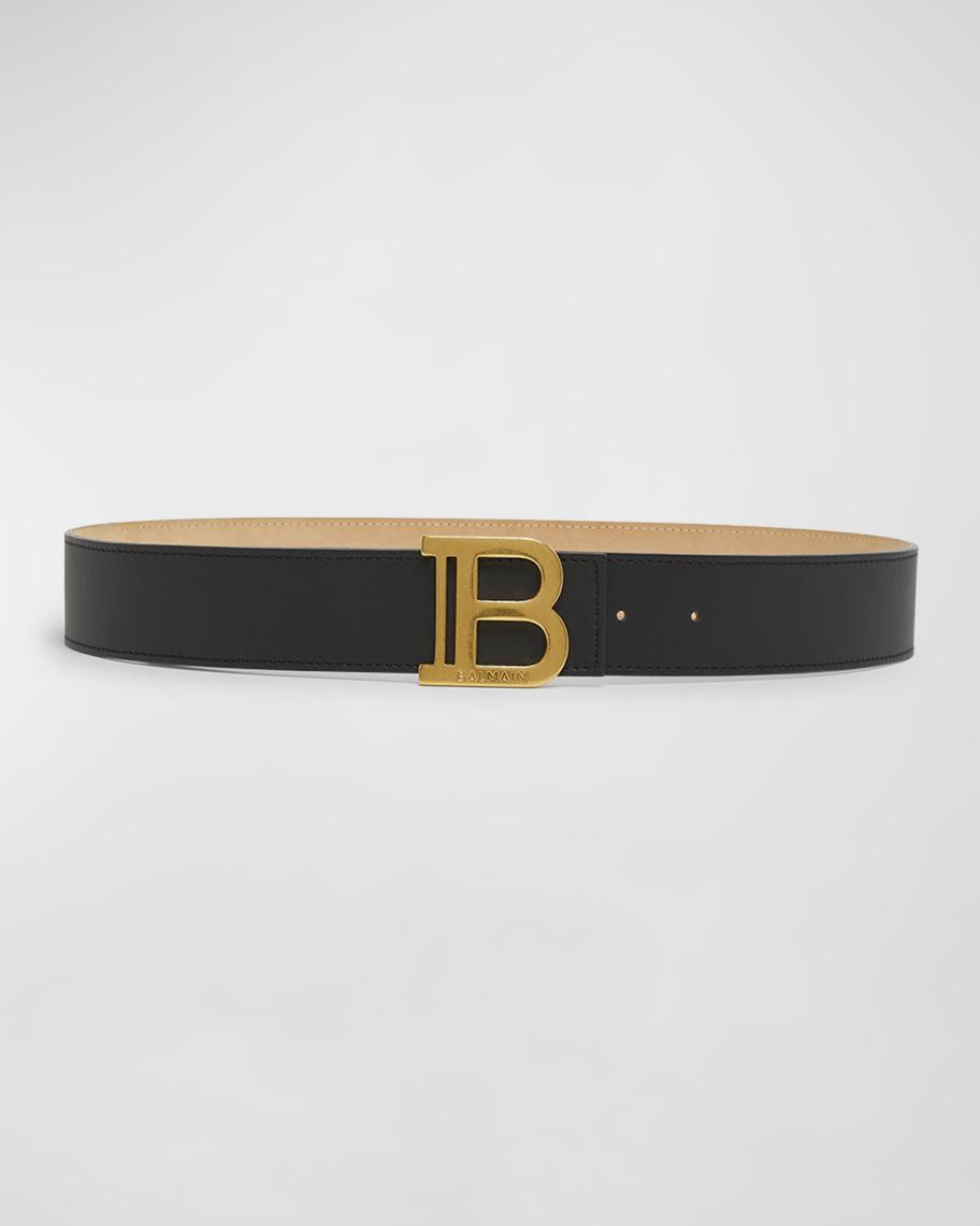 Balmain Monogram Buckled Leather B-Belt | Neiman Marcus