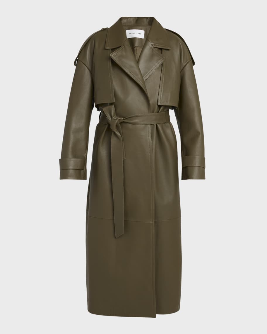 ARMARIUM Ginevra Belted Nappa Leather Trench Coat Neiman Marcus