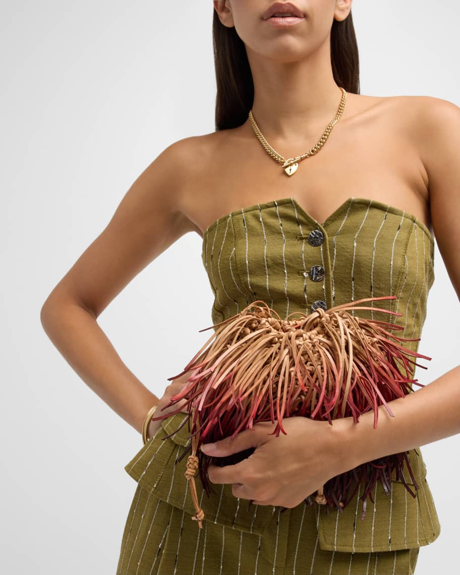 Image 2 of 6: Ombre Fringe Leather Crossbody Bag