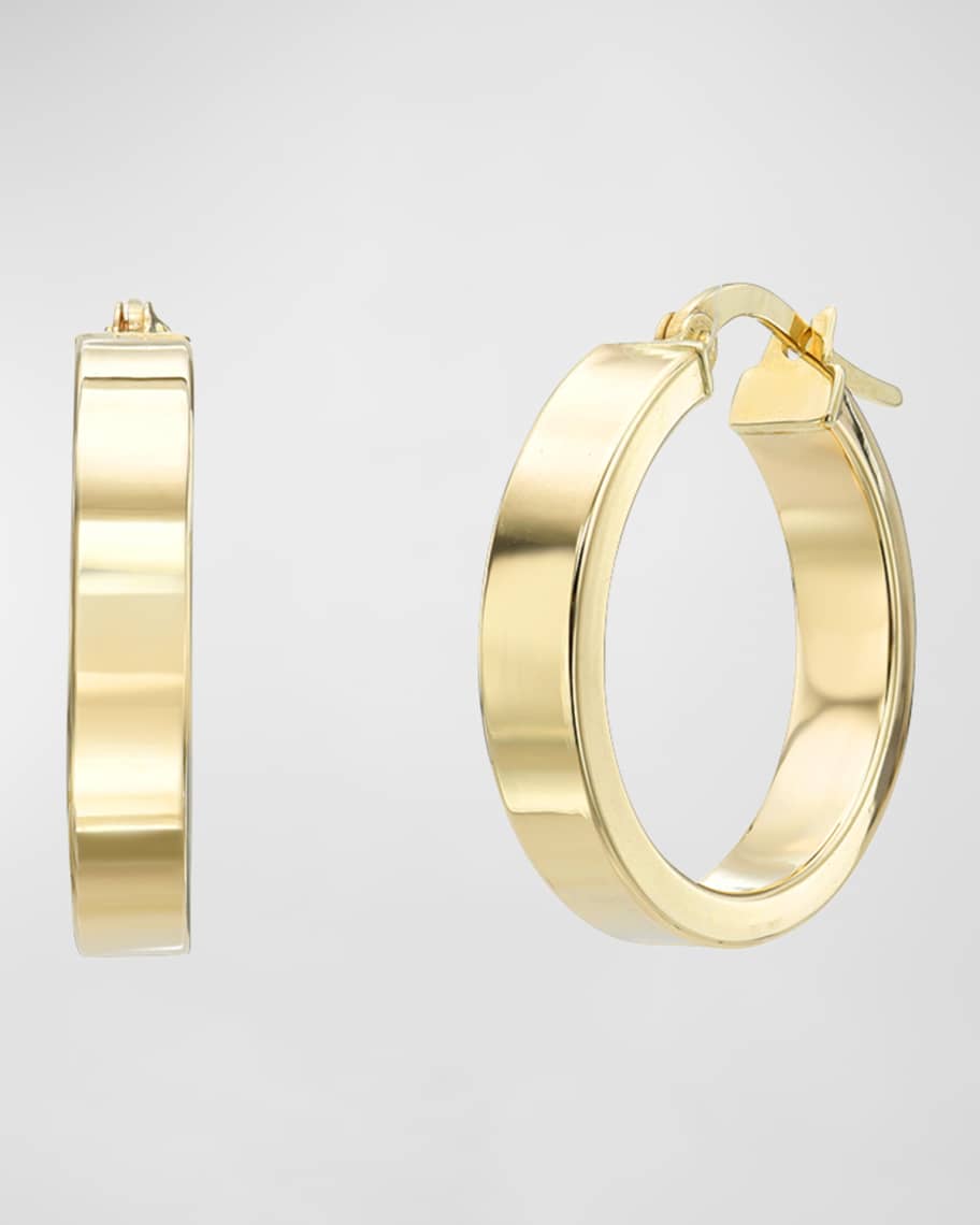 Zoe Lev Jewelry 14k Yellow Gold Small Flat Hoop Earrings | Neiman Marcus