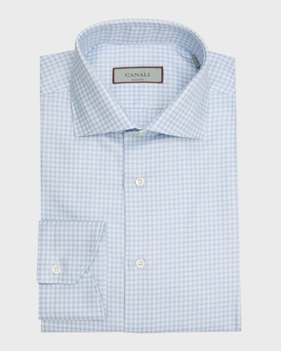 Canali Men's Cotton Micro-Check Dress Shirt Neiman Marcus