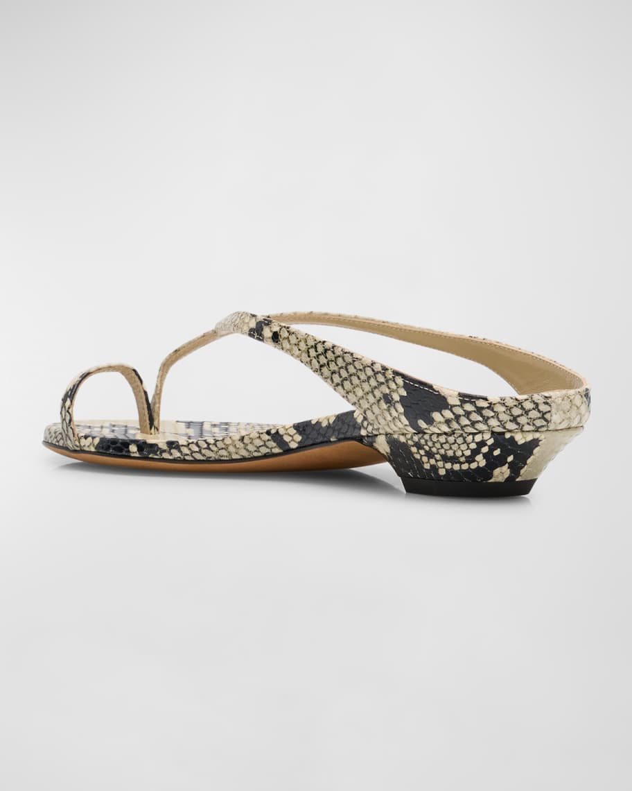Image 3 of 6: Marion Python-Embossed Slide Sandals
