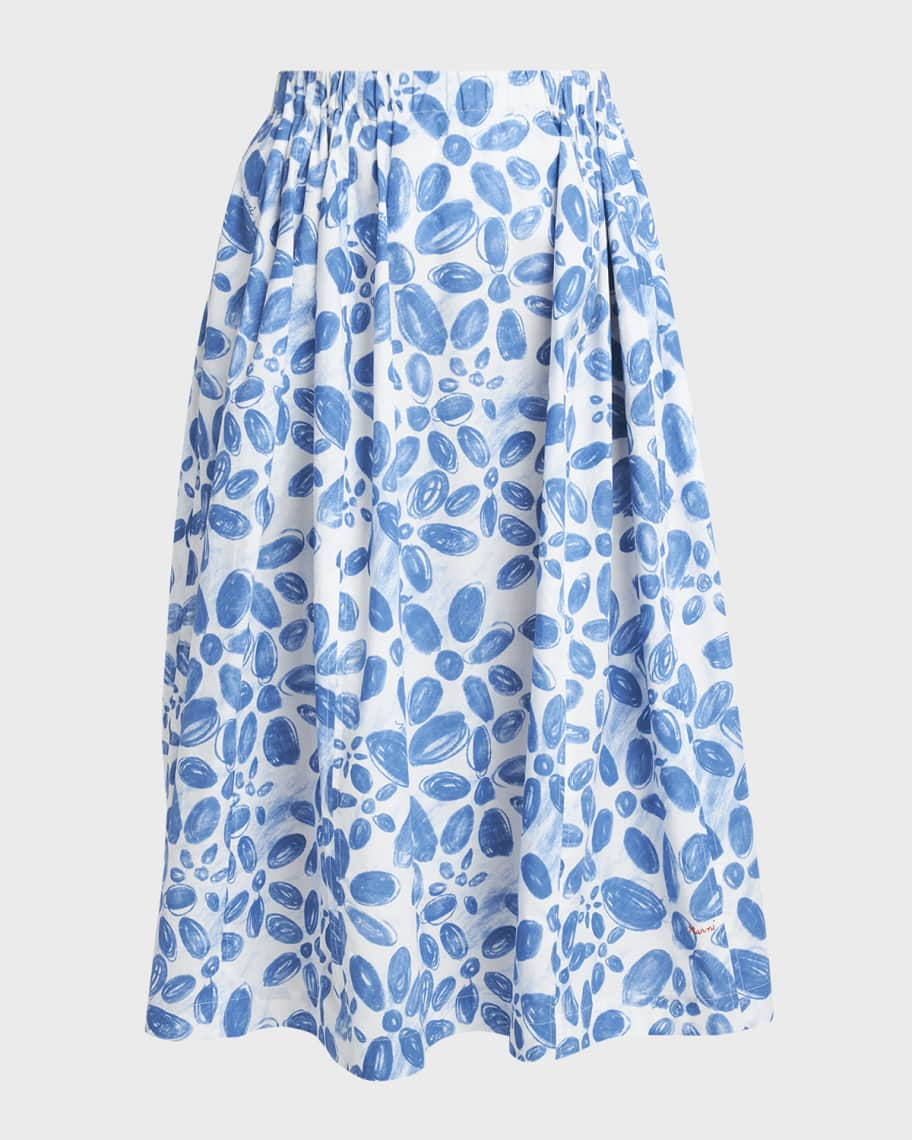 Marni rose-pattern print midi skirt - Yellow