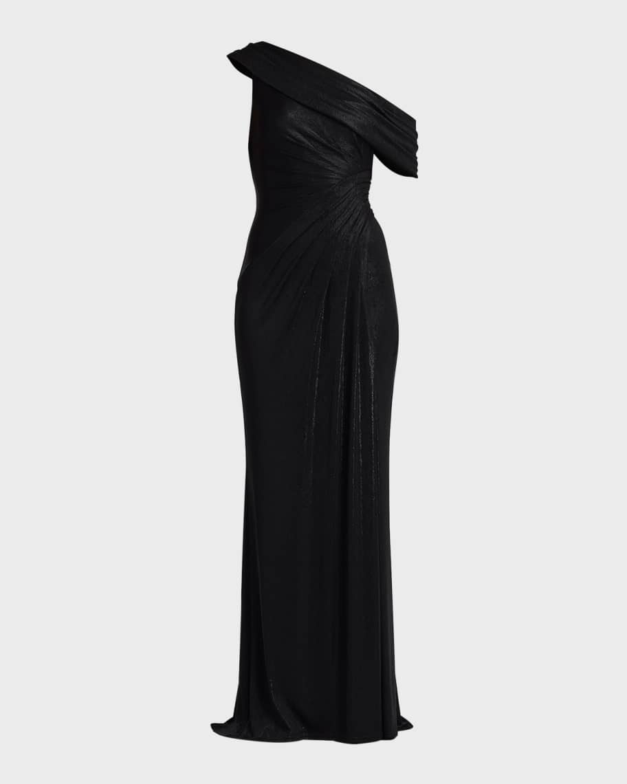 【Tadashi Shoji】LEARY DRAPED ONE-SHOULDER GOWN ブラック Leary Draped One-Shoulder Gown | Tadashi Shoji