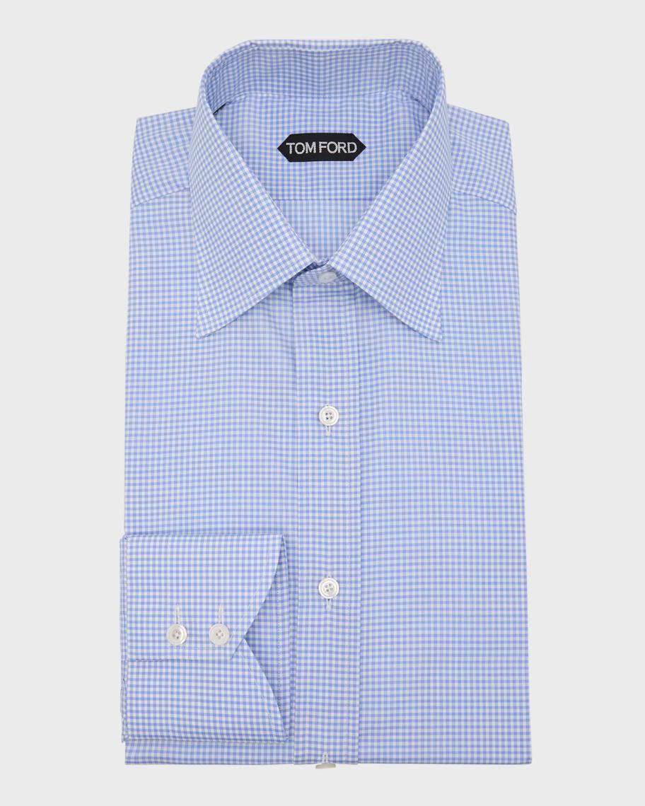 TOM FORD Men's Twill Micro-Gingham Slim-Fit Dress Shirt | Neiman Marcus