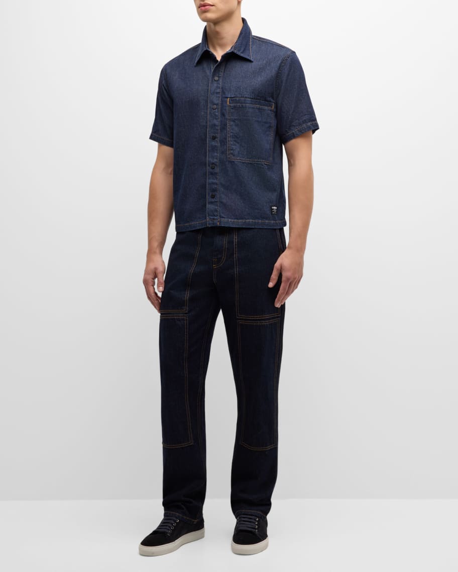 Image 2 of 6: Men's Cropped Rigid Denim Shirt