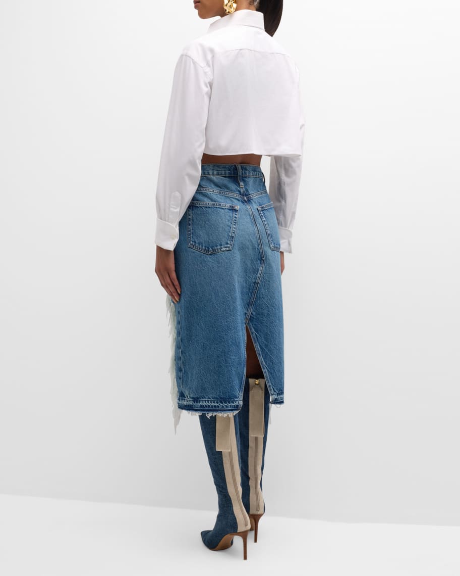 Image 3 of 6: Deconstructed Frayed Denim Skirt