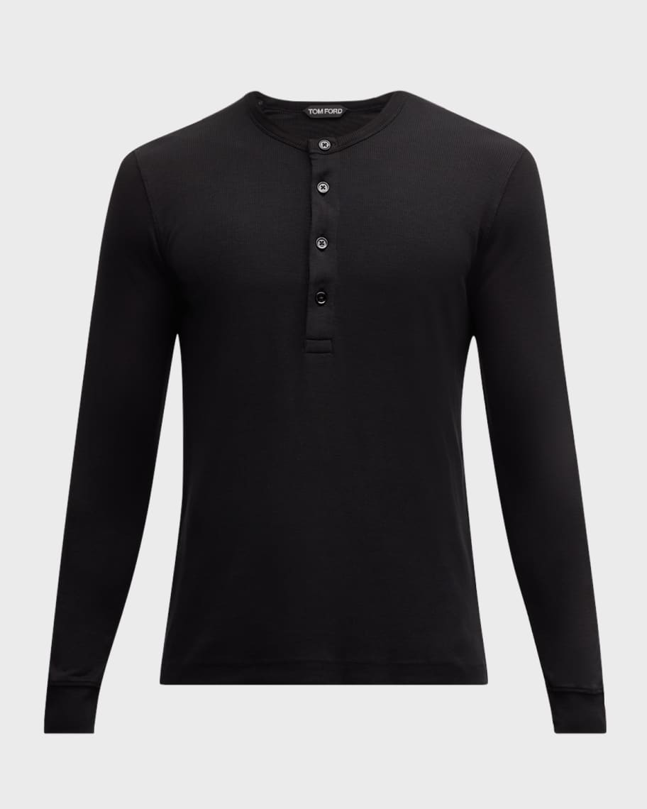 Tシャツ・カットソー TOM FORD 'Henley' T-shirt White JHL014JMC048S25 COTTON MODAL RIB HENLEY | Tom Ford Fashion