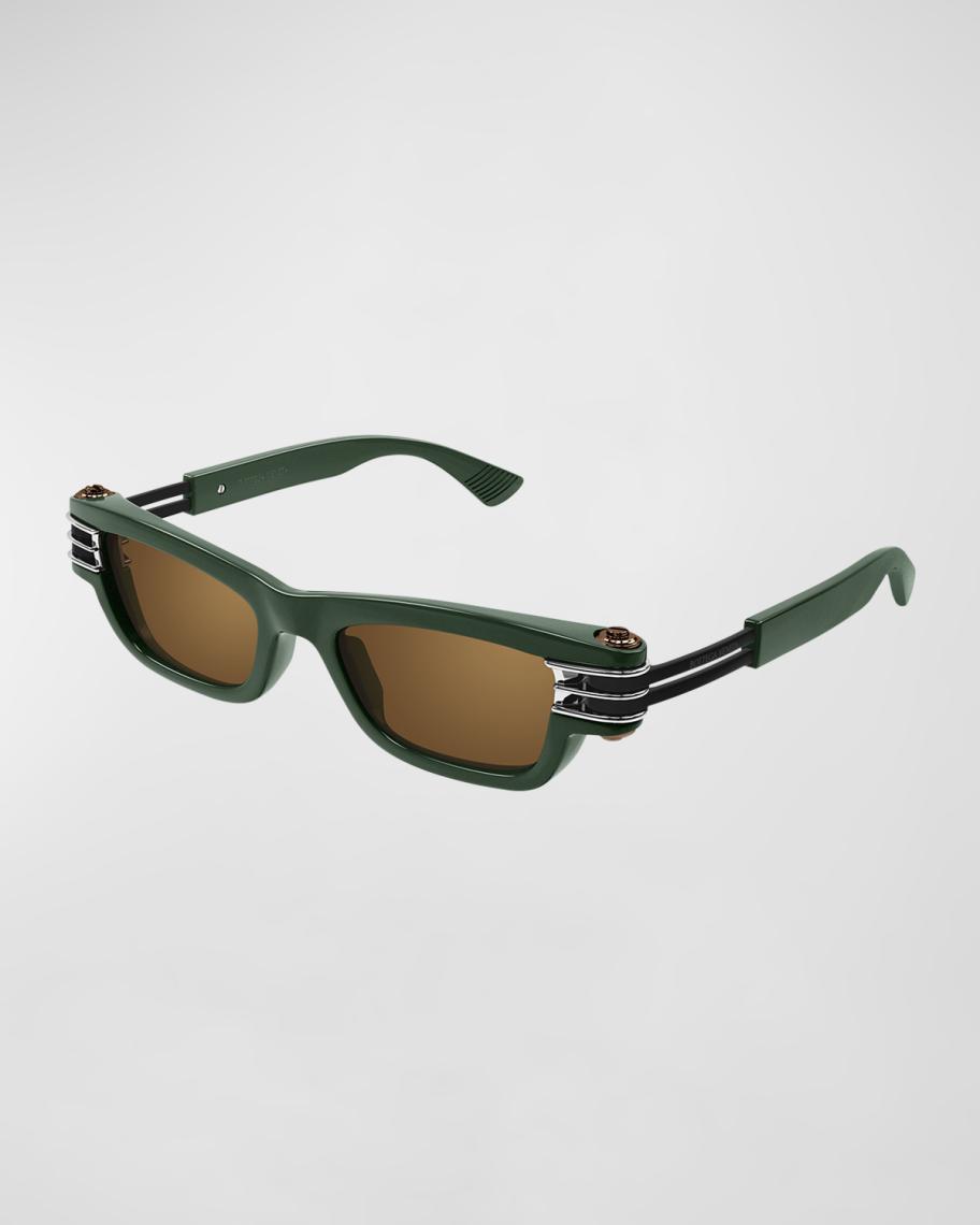 Bottega Veneta Bolt Hinge Plastic Rectangle Sunglasses  display picture 3