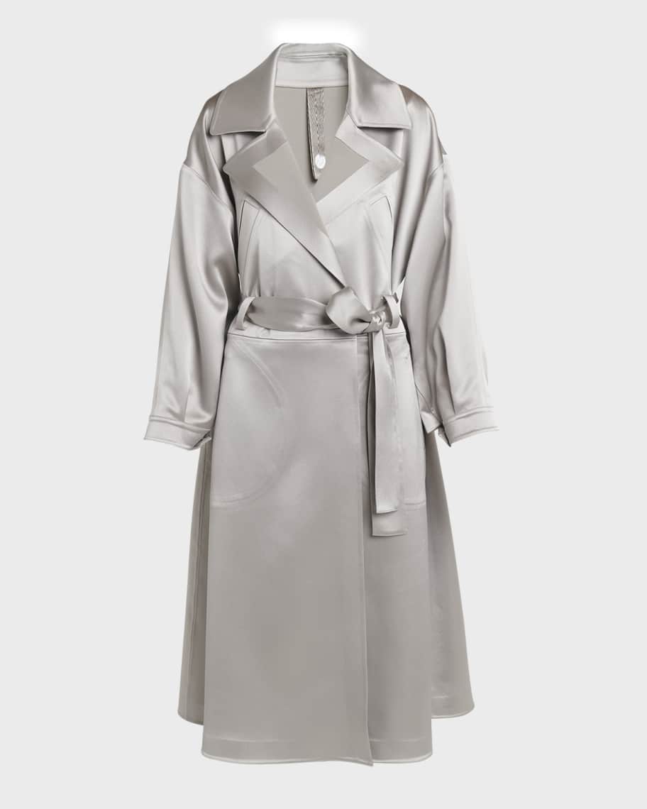 GIORGIO ARMANI × Neiman Marcus 別注ロングロート Giorgio Armani Shiny Belted Trench Coat | Neiman Marcus