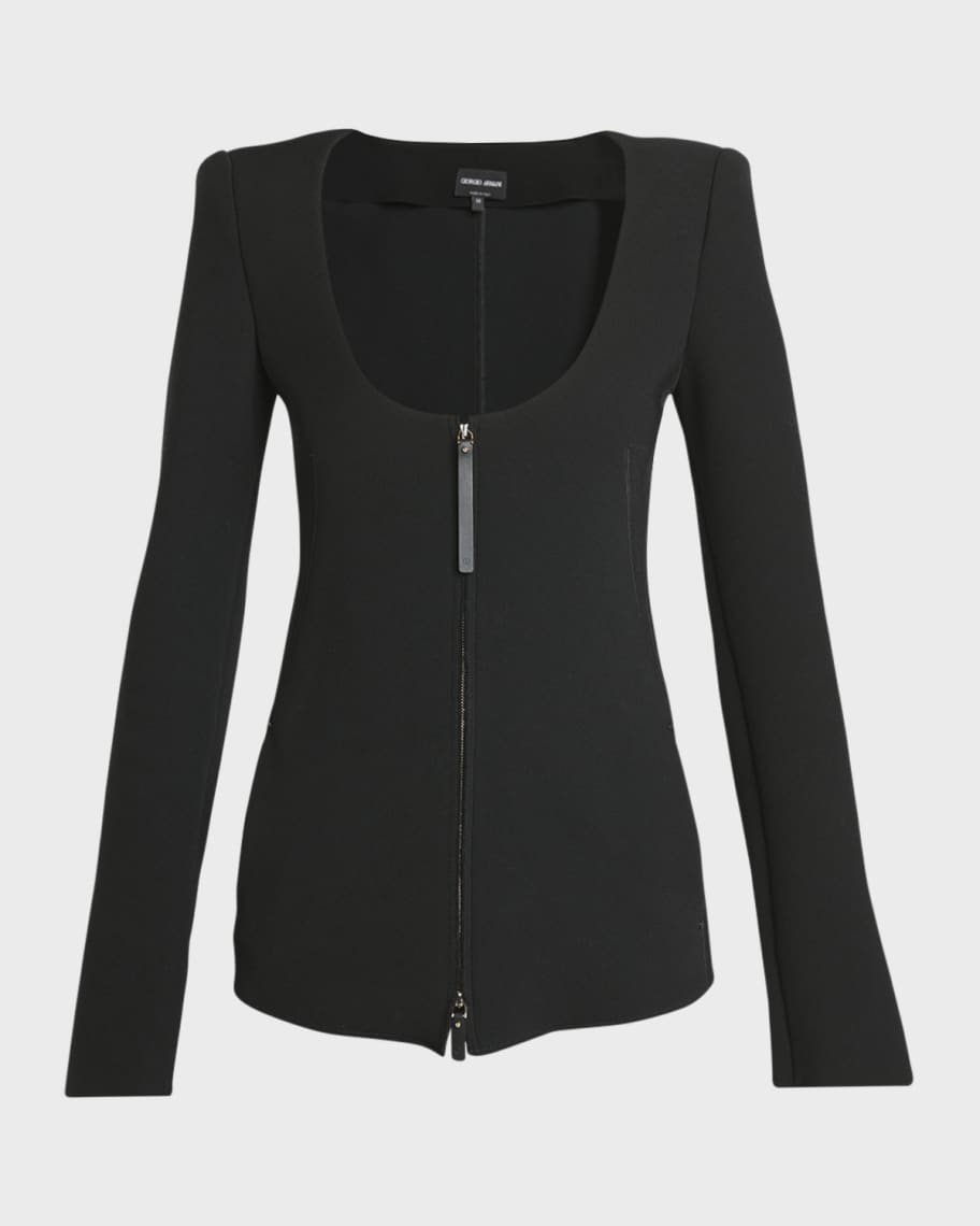 ジョルジオアルマーニ Giorgio Armani Virgin Wool Jacket Giorgio Armani Double-Jersey Virgin Wool Zip Jacket | Neiman