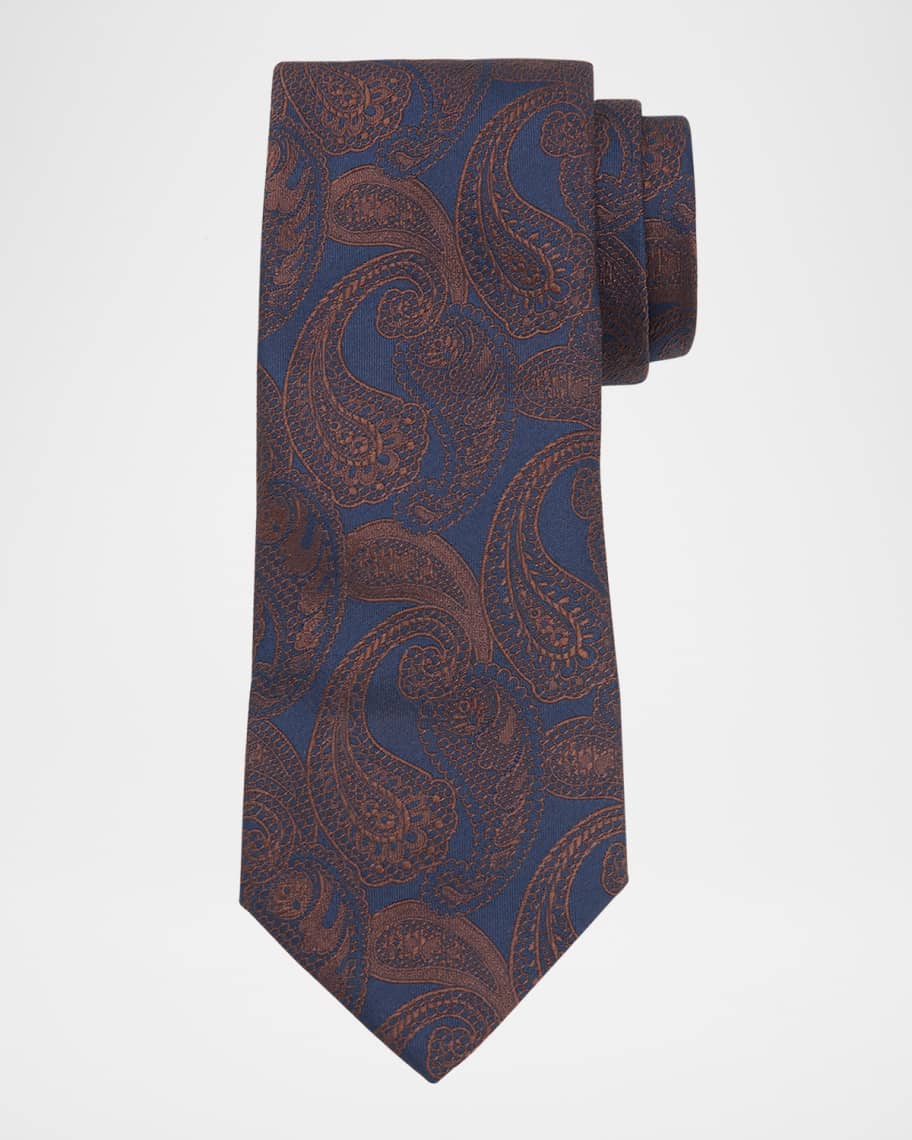 Brunello Cucinelli Men's Regimental Motif Silk Tie Blue main image 1