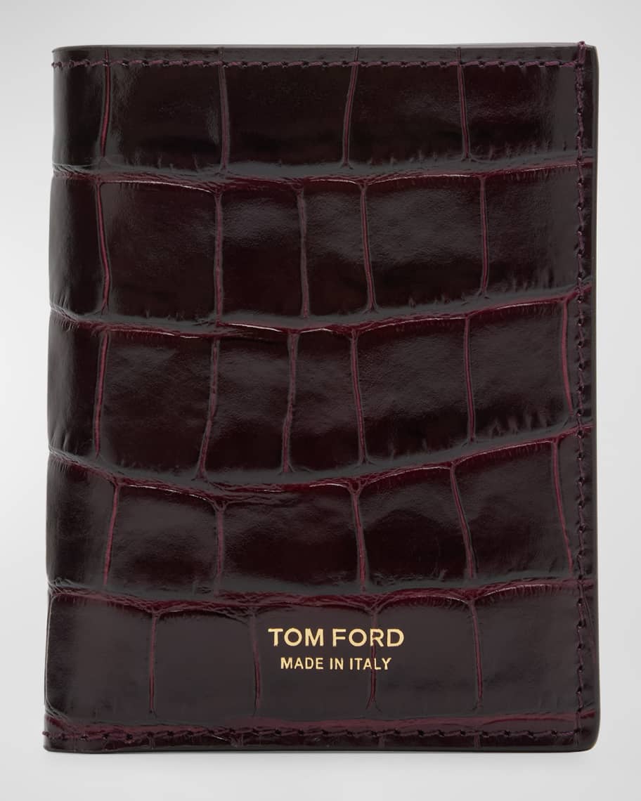 TOM FORD Men's T Line Croc-Effect Bifold Card Holder