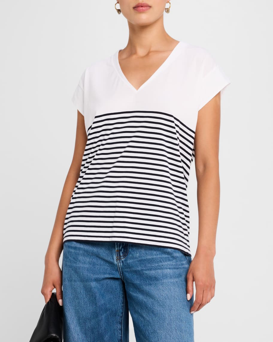 Image 3 of 6: Le Mid Rise V-Neck Tee