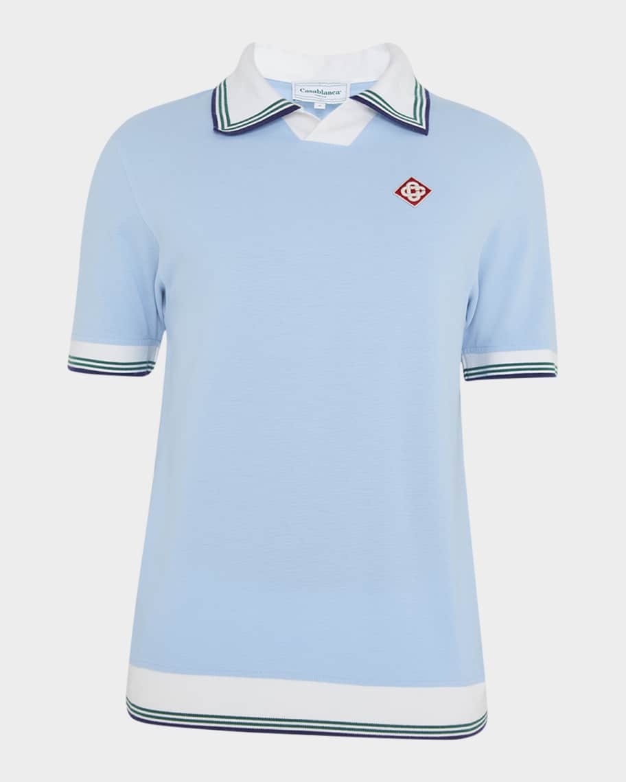 CASABLANCA Men's Pique Striped-Trim Polo Shirt | Neiman Marcus