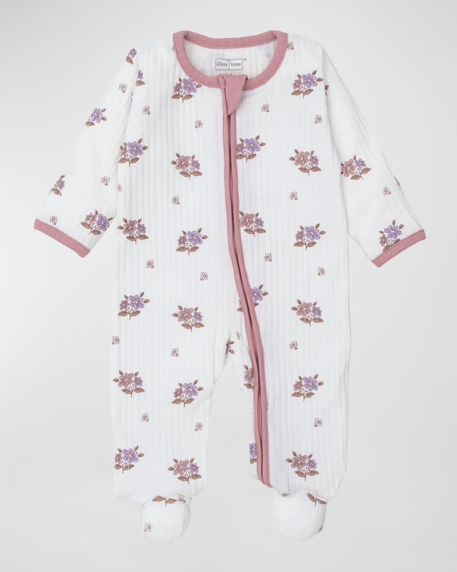 Kissy Kissy Girl's “Kissy Love by Kissy Kissy” Abloom Ribbed Footie