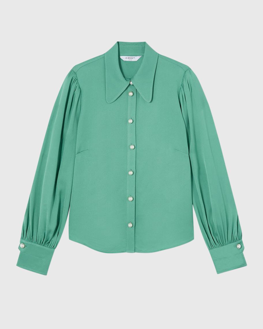 LK Bennett Sonya Button-Down Crepe Blouse | Neiman Marcus