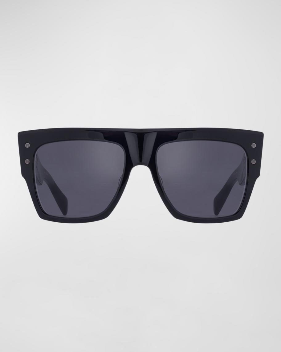 Balmain B-I Acetate Rectangle Sunglasses | Neiman Marcus display picture 1