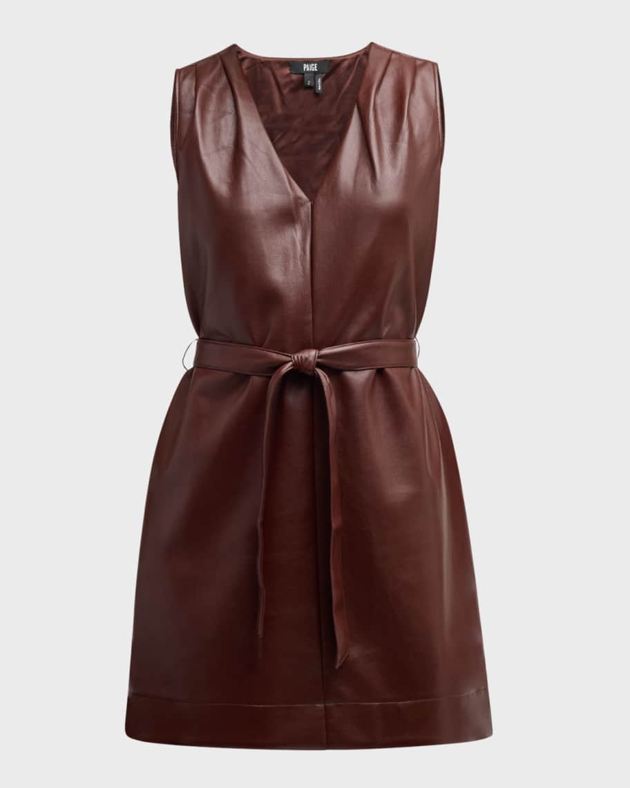 PAIGE Luisa Dress - Rum Raisin Faux Leather | Size 0