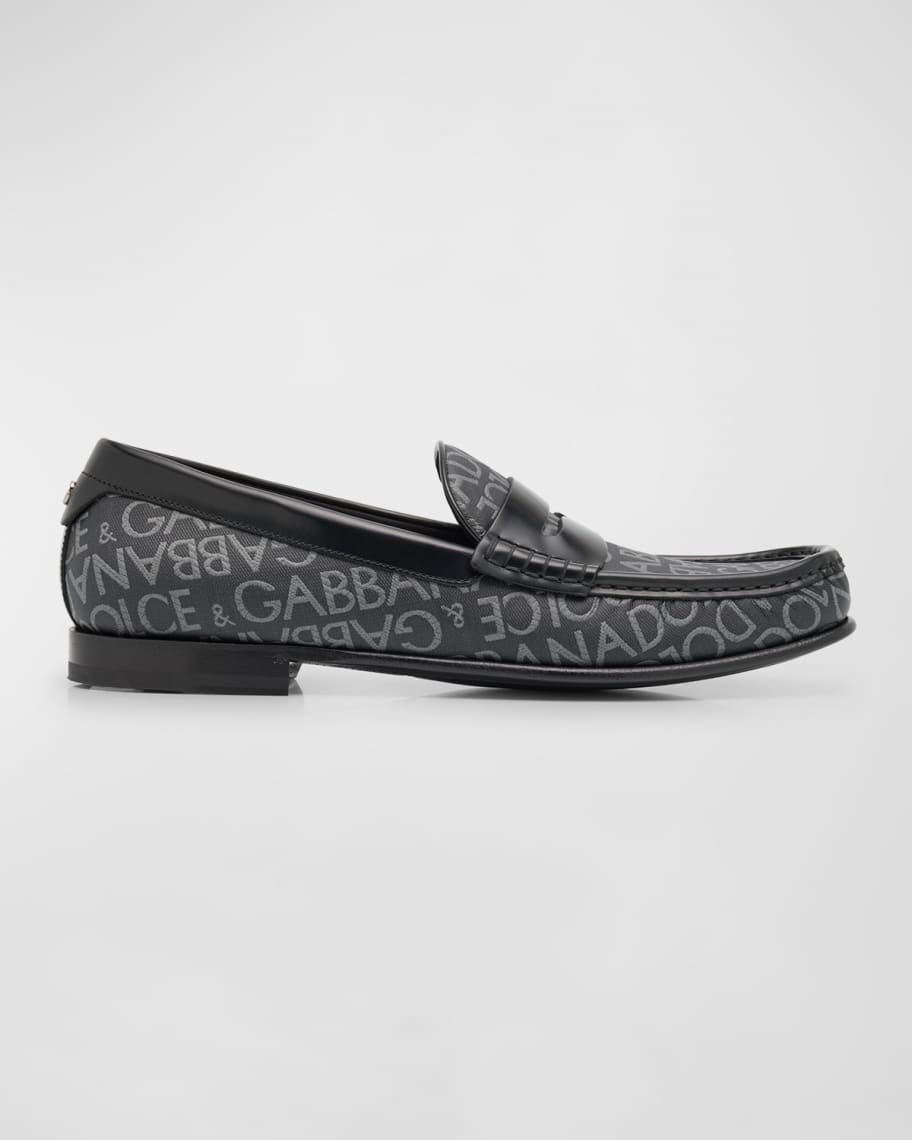 Dolce&Gabbana Men's Jacquard and Leather Penny Loafers