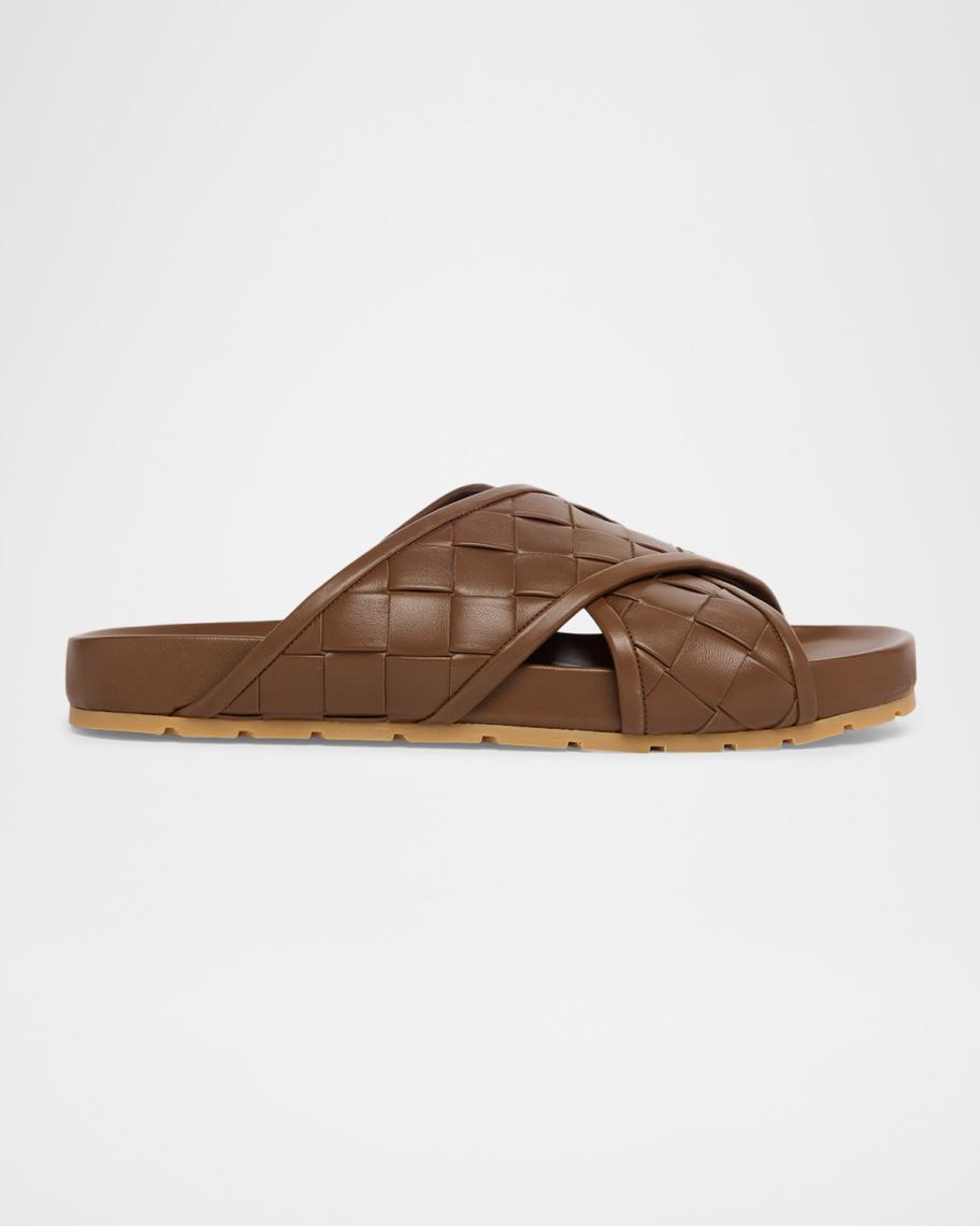 Bottega Veneta Intrecciato Woven Lambskin Leather Criss-Cross Slides Sandals Bottega Veneta Men main image 3
