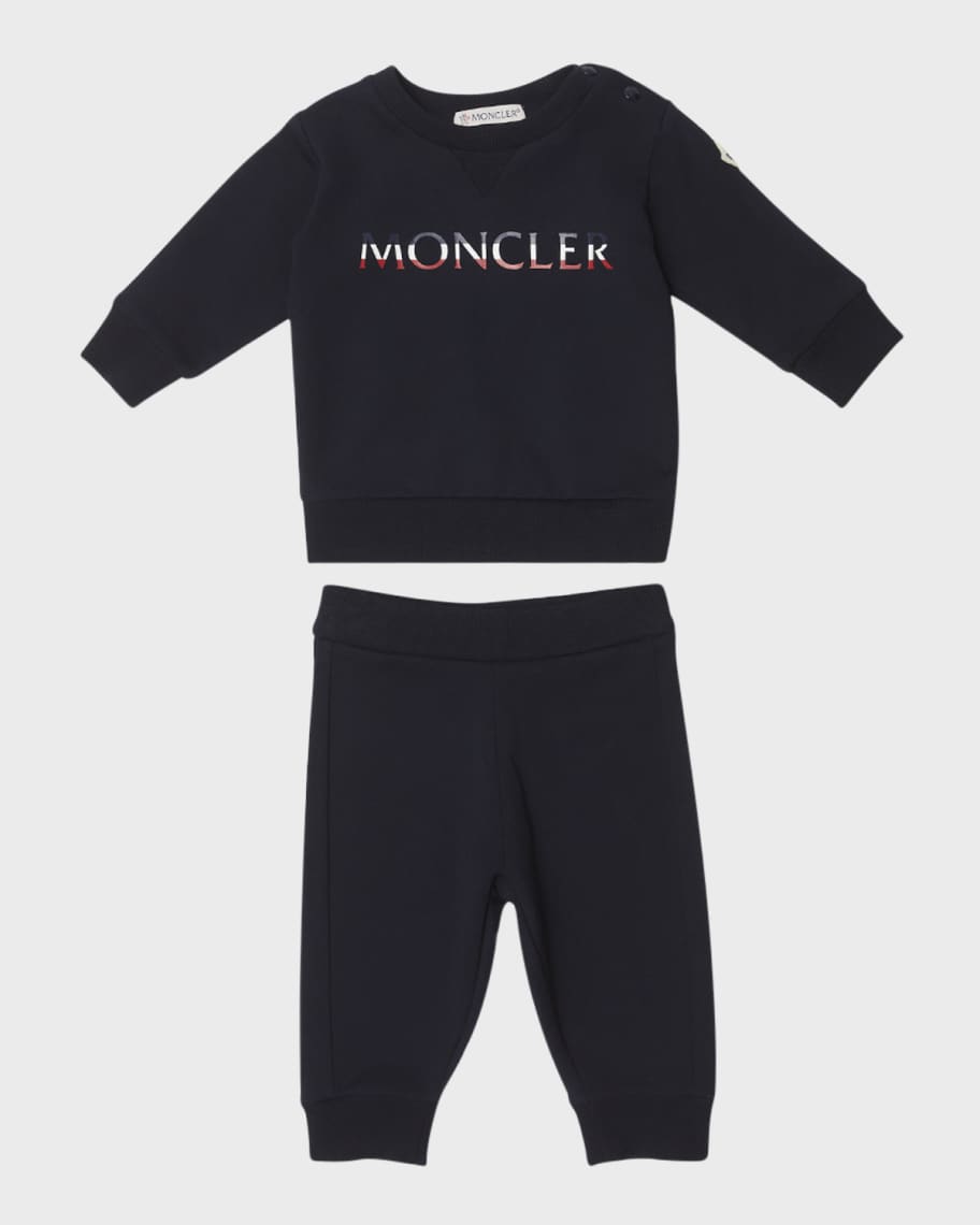 モンクレール セットアップ 140 Moncler Boy's Tricolor Logo-Print Two-Piece Set, Size 6M-3