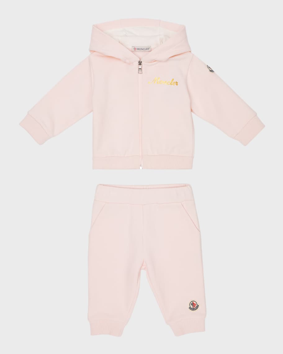 Moncler Girl's Gold Logo-Print Two-Piece Set, Size 6M-3 | Neiman