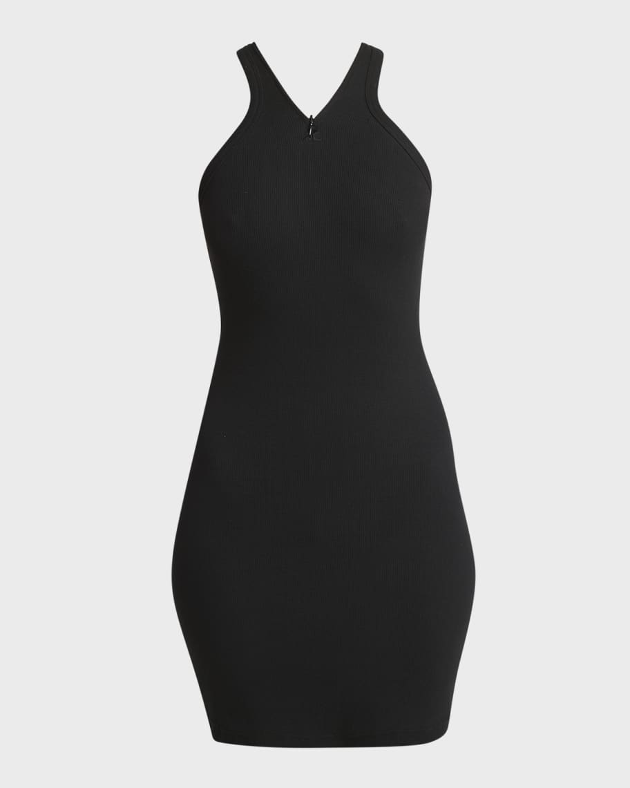 Courreges 90s Rib Zipper Racerback Mini Dress | Neiman Marcus