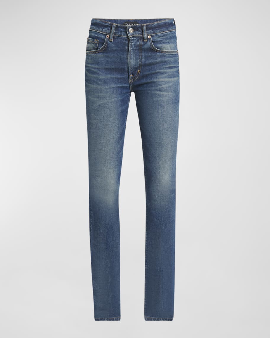TOM FORD Mid-Rise Comfort Stone Washed Denim Flare Pants