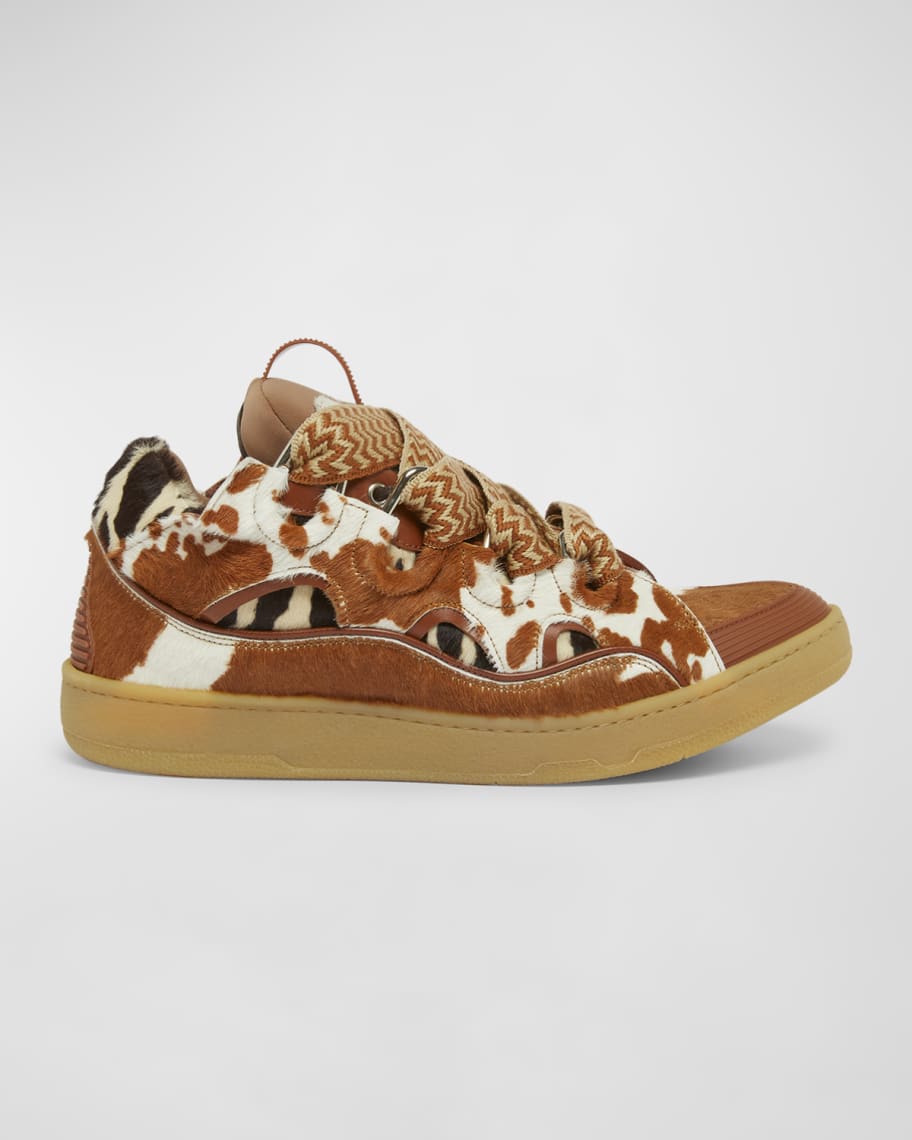 Men's Curb Pony-Effect Low-Top Sneakers