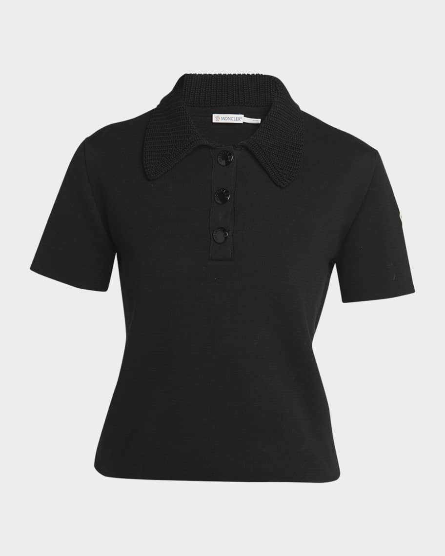 Moncler Knit Collar Short-Sleeve Polo | Neiman Marcus
