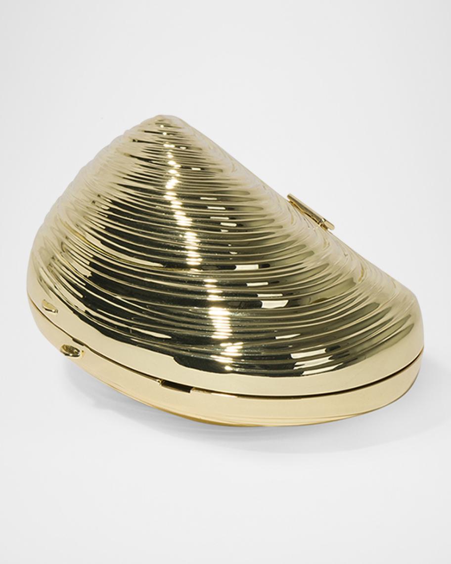 SIMKHAI Bridget Mini Metal Oyster Shell Clutch Bag | Neiman Marcus