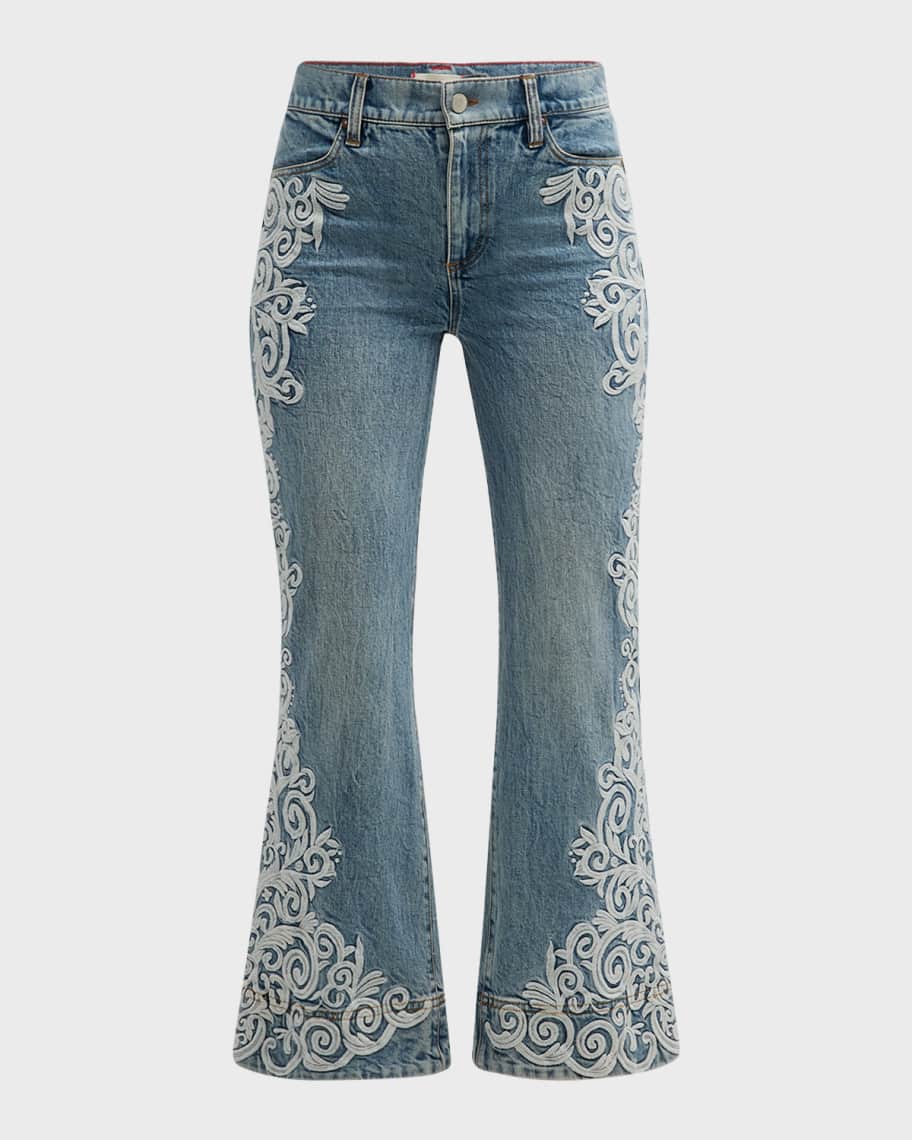 Alice and olivia embroidered jeans top