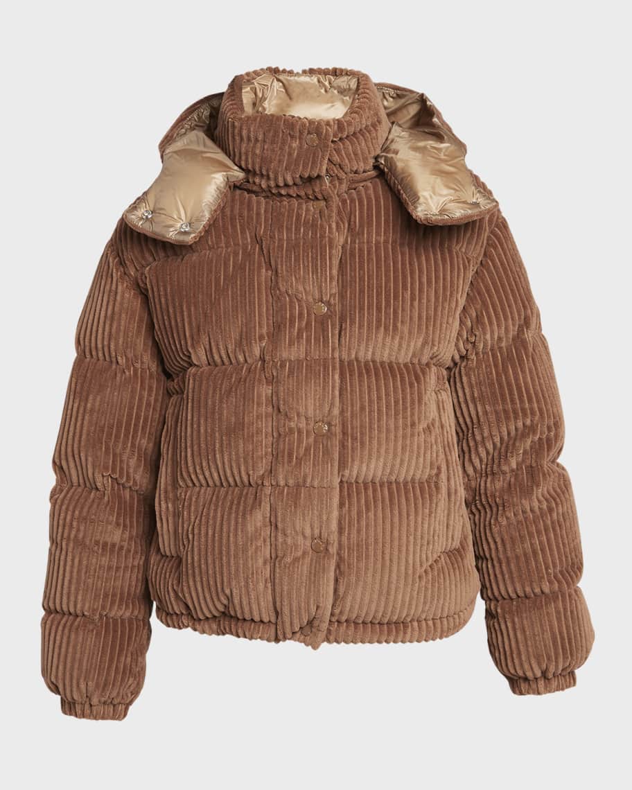 『MONCLER』Hooded Down Cape★Dull Brown★Wool-Blend★ Moncler Brown Down Jacket