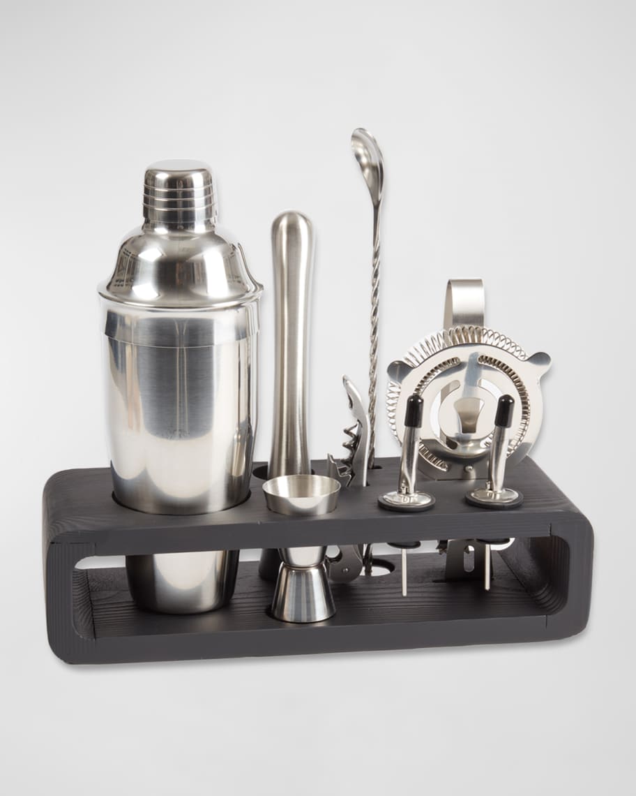Manhattan 9-Piece Bar Set and Wood Base