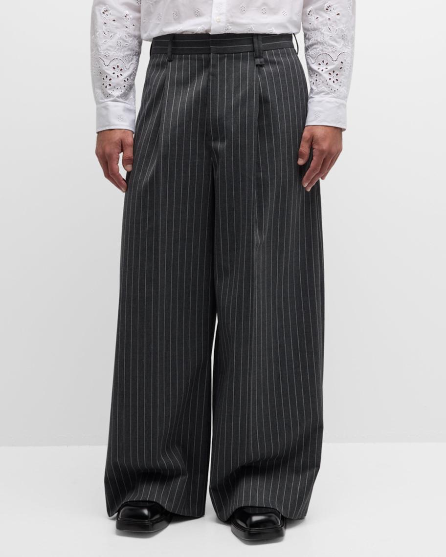Simone Rocha Men's Wide-Leg Pinstripe Trousers | Neiman Marcus