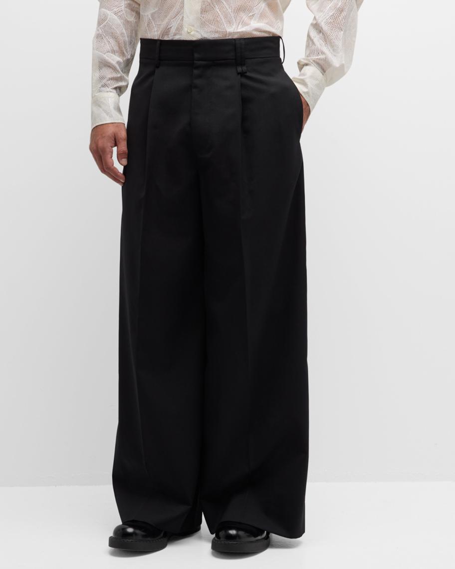 Simone Rocha Men's Wide-Leg Wool Trousers | Neiman Marcus