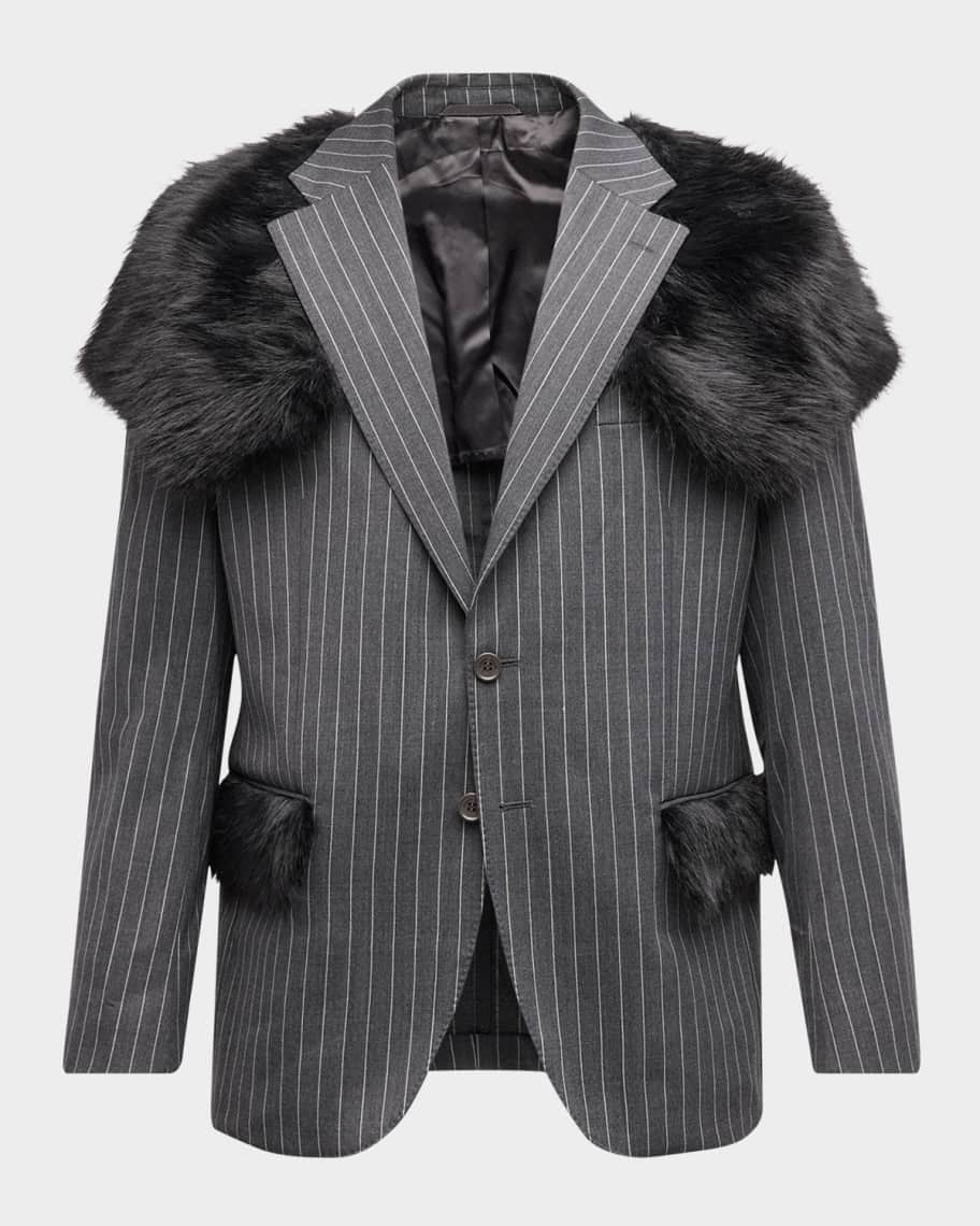 コート SIMONE ROCHA SINGLE-BREASTED WOOL AND NYLON COAT Simone Rocha Men's Pinstripe Suit Jacket with Faux Fur