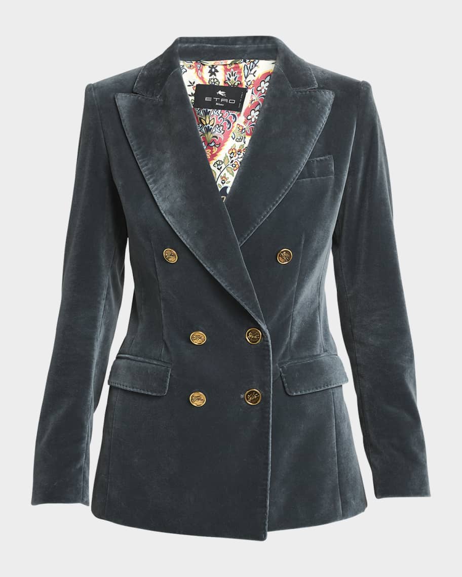 Etro Double-Breasted Velvet Blazer Jacket | Neiman Marcus